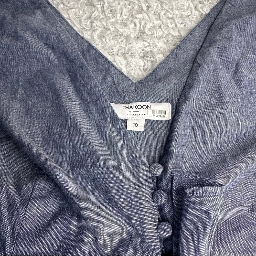 Chambray Ruffle Crop Top by Thakoon Size 10 - Picture 7 of 15
